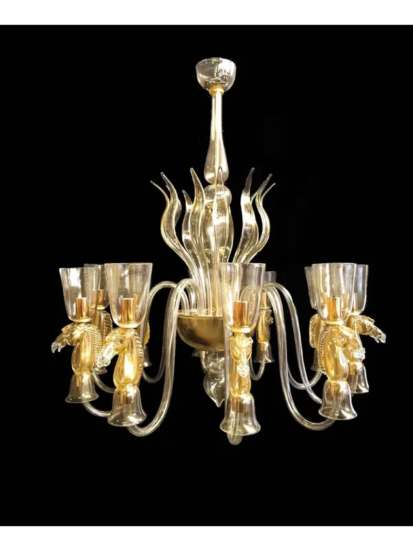 A Buon Prezzo Lampadario murano di venezia oro 24k 10 luci made in italy 8041 10