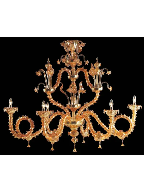Lampadario murano di venezia ambra 6 luci made in italy 7960 6 Ultime Pezzi