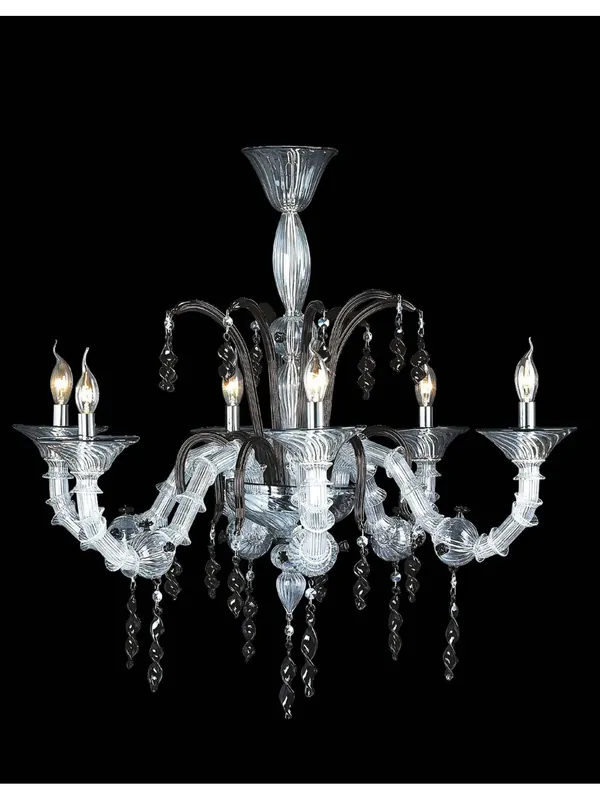 Occasione Imperdibile Lampadario murano di venezia nero moderno 6 luci made in italy 7589 6