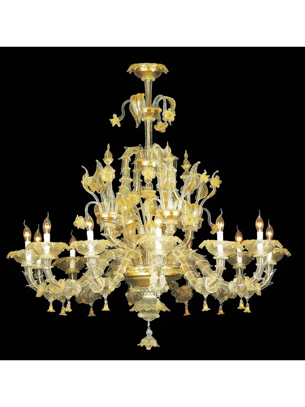 Nuovo Arrivo Lampadario murano di venezia oro 24k 12 luci made in italy 7767 12