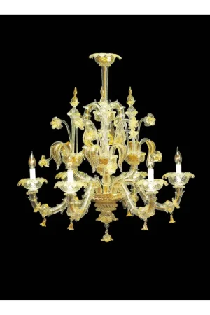 Lampadario murano di venezia oro 24k 6 luci made in italy 7767 6 Consegna Rapida