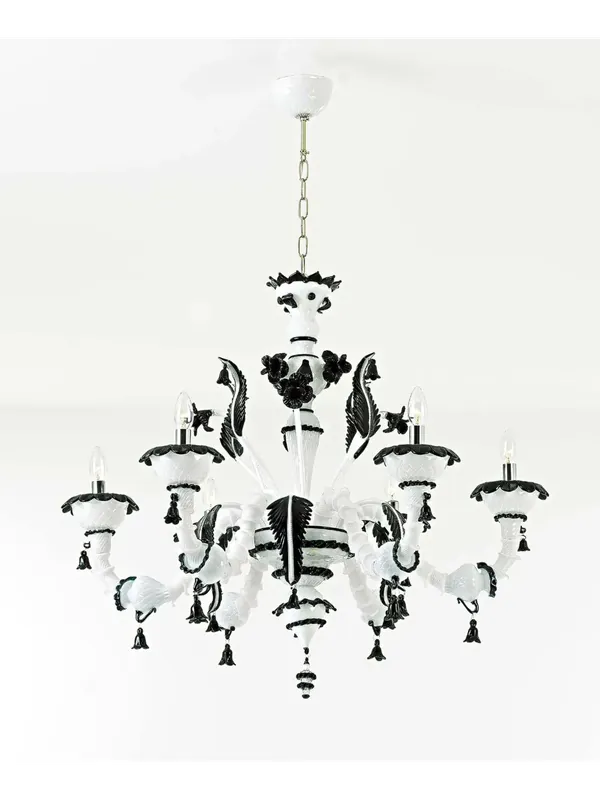 Scelto Dai Clienti Lampadario murano di venezia bianco moderno 6 luci made in italy 7902 6