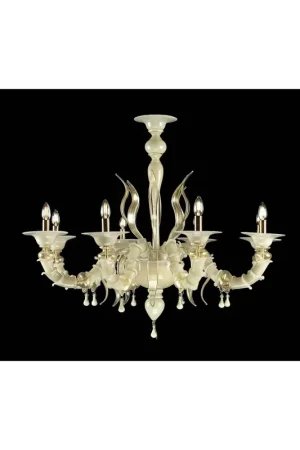 Economico Lampadario murano di venezia oro 24k 8 luci made in italy 8069 8