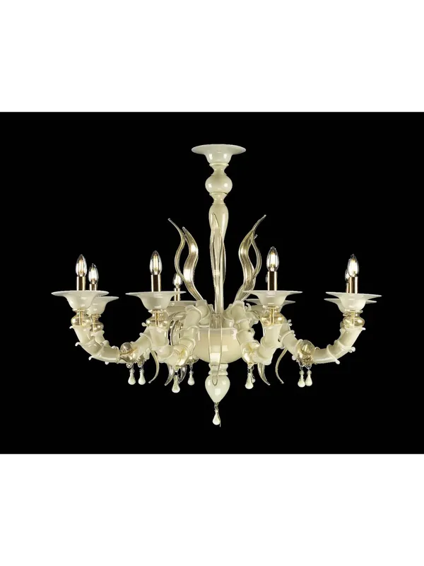 Economico Lampadario murano di venezia oro 24k 8 luci made in italy 8069 8