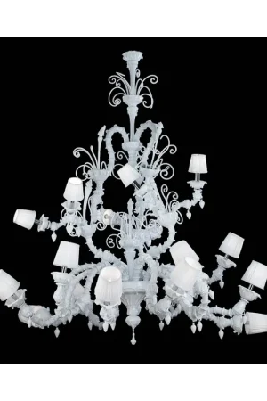 Lampadario murano di venezia bianco moderno 18 luci made in italy 8080 12+6 Offerta Speciale