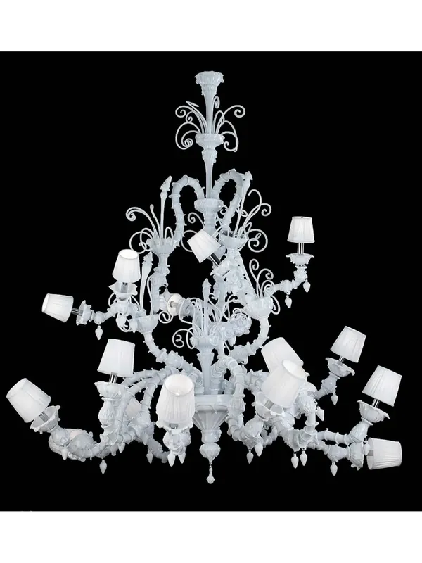 Lampadario murano di venezia bianco moderno 18 luci made in italy 8080 12+6 Offerta Speciale