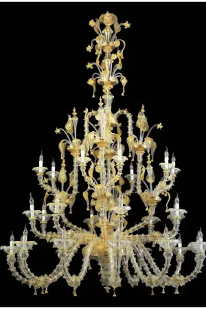Lampadario murano di venezia oro 24k 28 luci made in italy 6003 12+8+8 Soddisfatti O Rimborsati