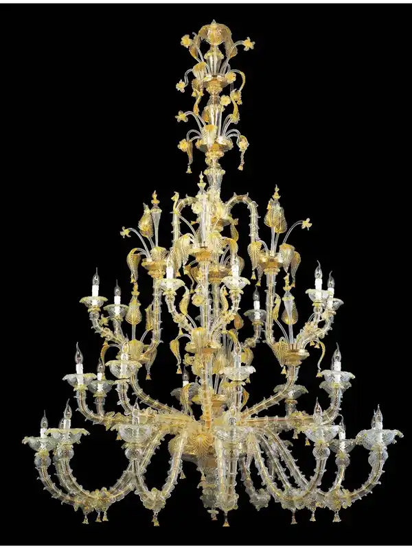 Lampadario murano di venezia oro 24k 28 luci made in italy 6003 12+8+8 Soddisfatti O Rimborsati