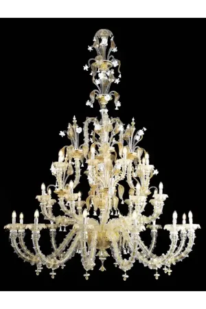 Bestseller Lampadario murano di venezia oro 24k 28 luci made in italy 8045 12+8+8