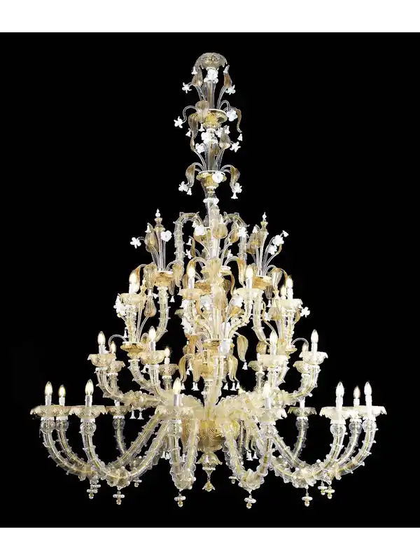 Bestseller Lampadario murano di venezia oro 24k 28 luci made in italy 8045 12+8+8