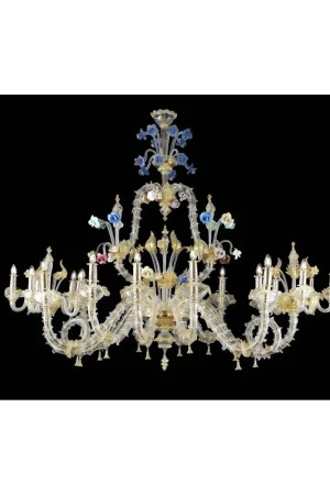 Ultima Occasione Lampadario murano di venezia oro 24k 20 luci made in italy 8067 10+5+5