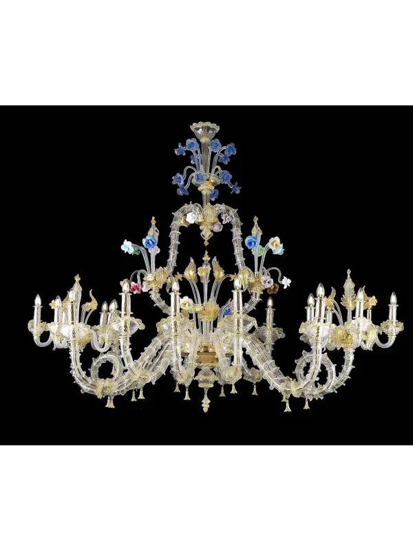 Ultima Occasione Lampadario murano di venezia oro 24k 20 luci made in italy 8067 10+5+5