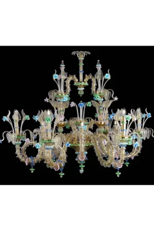 Lampadario murano di venezia oro 24k 12 luci made in italy 8081/12 Soddisfatti O Rimborsati
