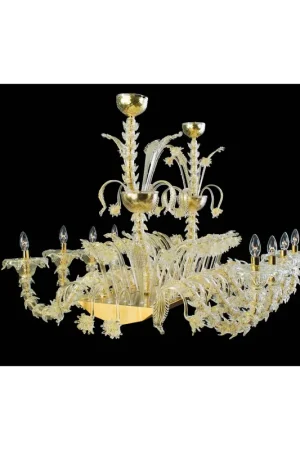 Lampadario murano di venezia oro 24k 8 luci made in italy 8032/8 Sconto