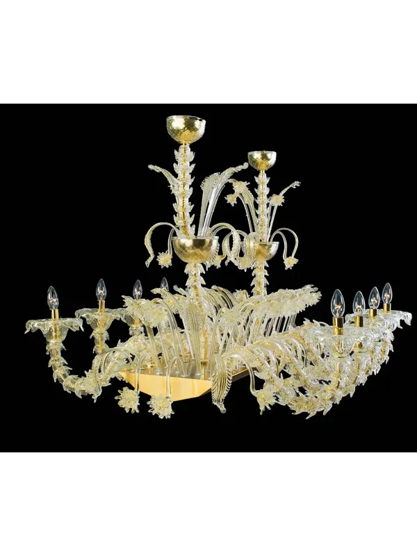 Lampadario murano di venezia oro 24k 8 luci made in italy 8032/8 Sconto