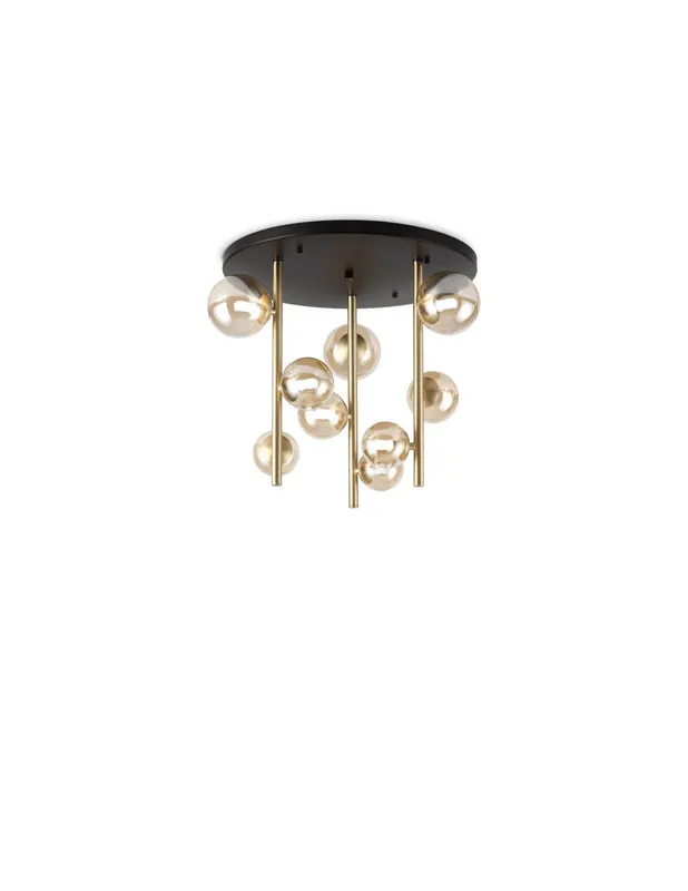 Di Tendenza Ideal Lux Perlage PL9 lampada da soffitto classica in vetro - Ambra