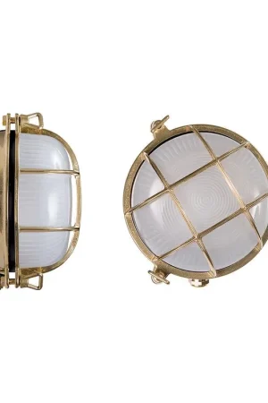 Plafoniera Ovale Moretti Luce in Ottone con Vetro Opale IP44 - 200.10.O Compra Oggi Stesso