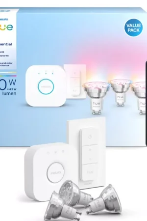 A Buon Prezzo Kit Bridge + 3 Lampadine Smart Philips Hue White & Color Ambiance GU10 Essential 50W + Dimmer - 10375800