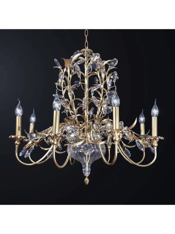 Lampadario classico foglia oro e cristallo 8 luci BGA 3045-8 Prezzo Basso