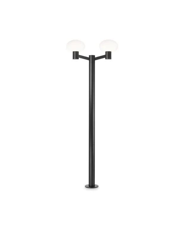 Ideal Lux Clio Mpt2 Nero lampione da giardino 2 luci H197 Prezzo Scontato