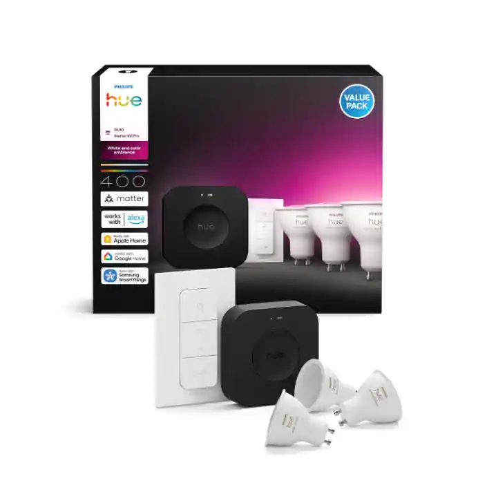 Kit illuminazione smart GU10 3 lampadine bridge dimmer Philips 37454600 Must-Have