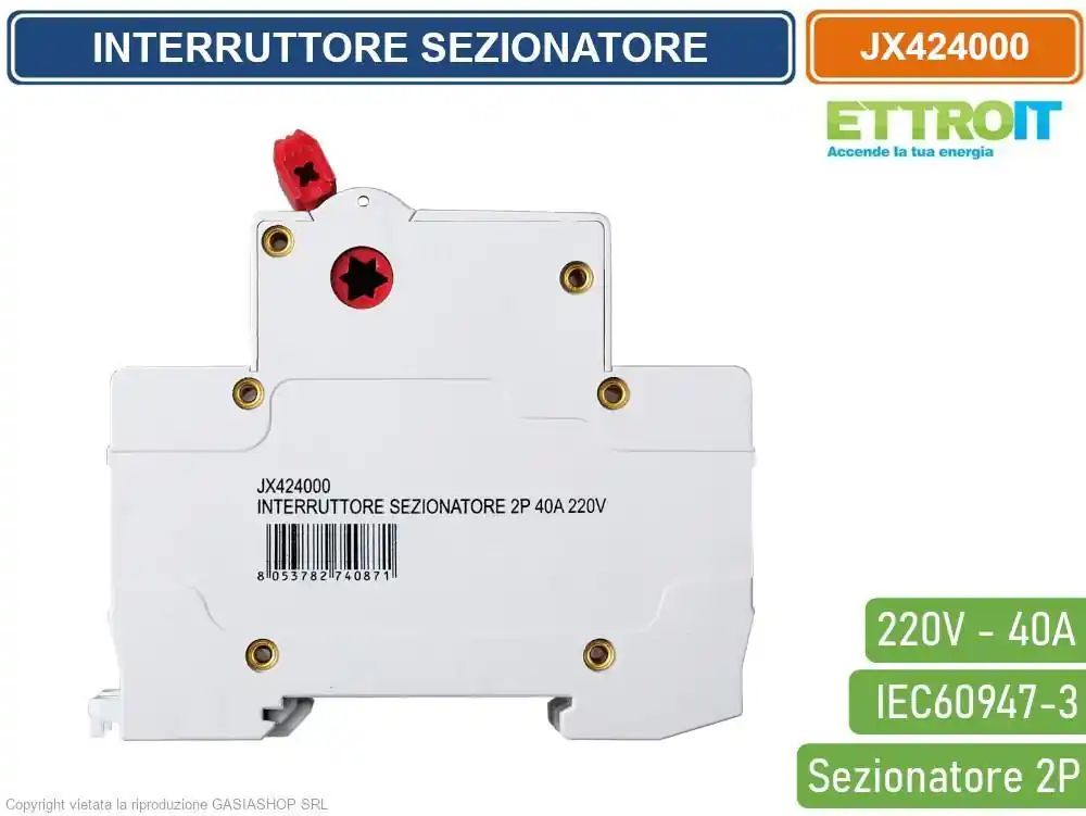 Interruttore sezionatore 2 poli 40A 220V ETTROIT JX424000 uso industriale Promozione