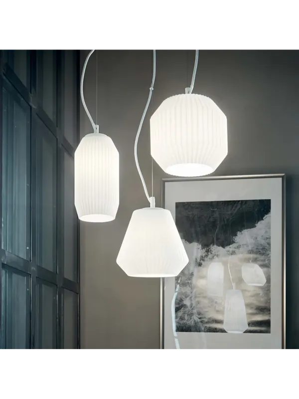 Lampadario moderno in vetro bianco a 3 luci design DL0239 Prezzo Conveniente