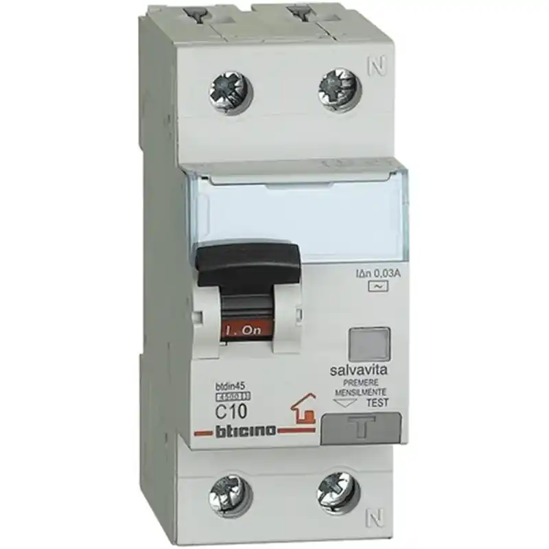 bticino btdin rs int magnetotermico differenziale 1p+n 4,5ka 0,03a tipo ac 2 moduli din 230v 10a bticino gc8813ac10 Ultimissimo Modello