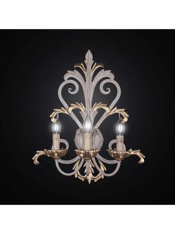 Applique classico in legno e ferro battuto crackle a 3 luci BGA 1984-a3 Prezzo Di Fabbrica