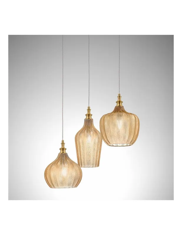 Più Venduto Gea Luce Cleofe S/3 Ambra lampadario per cucina 3 luci