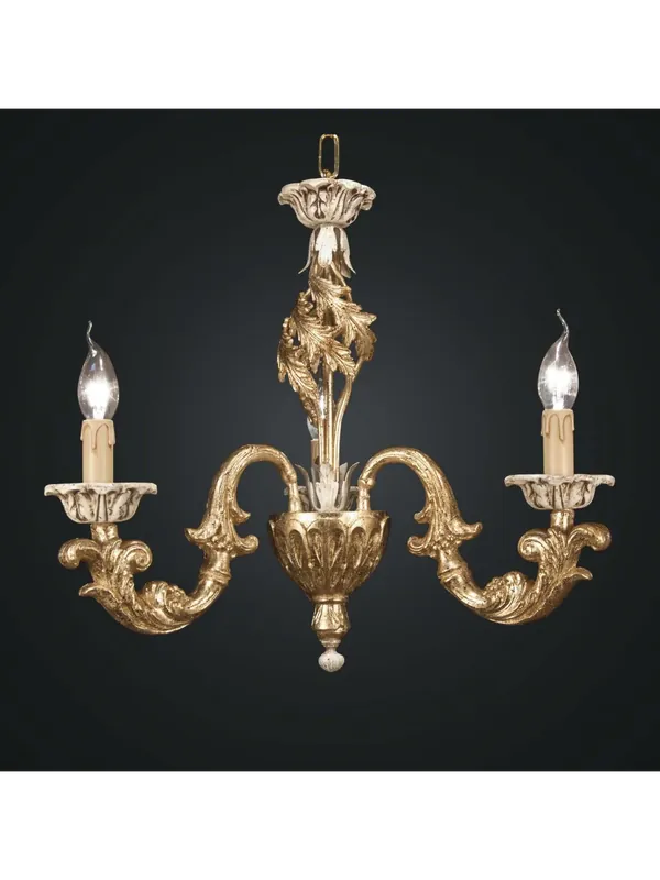Saldi Lampadario classico in legno foglia oro e avorio 3 luci BGA 1810-3