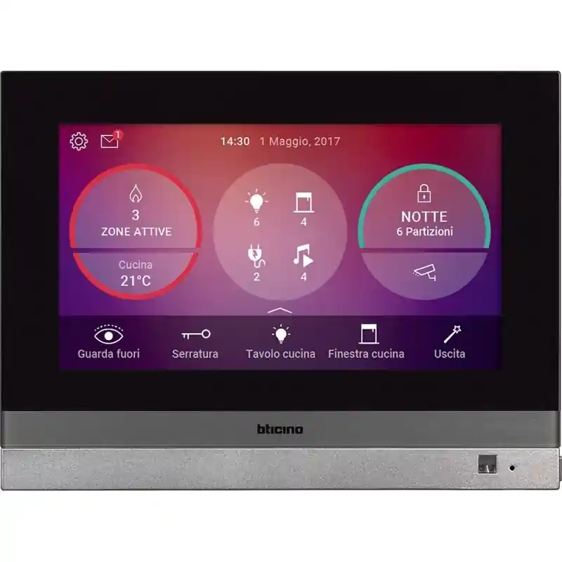 bticino my home hometouch touch screen 7 per la gestione di tutte le funzioni my home grigio tech bticino 3488 Più Venduto