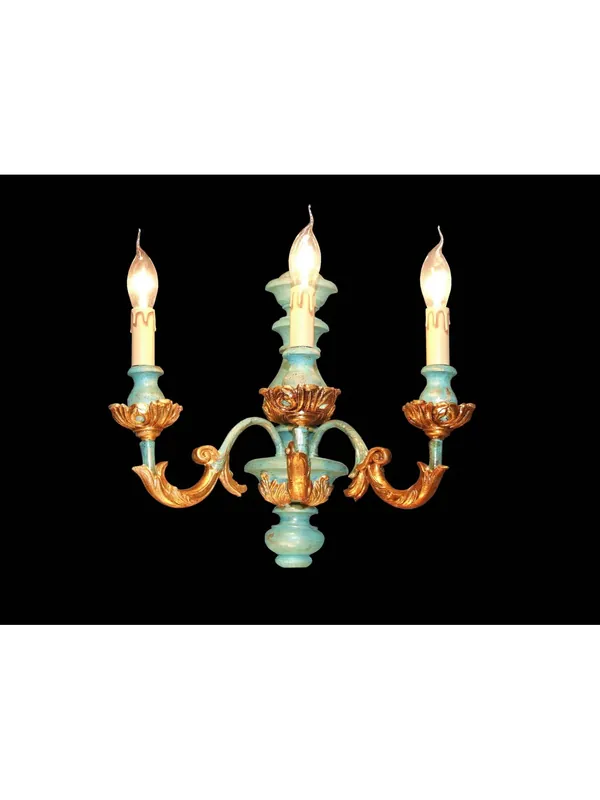 Applique in legno classico verde e foglia oro 3 luci BGA 1479-a3 Compra Oggi Stesso