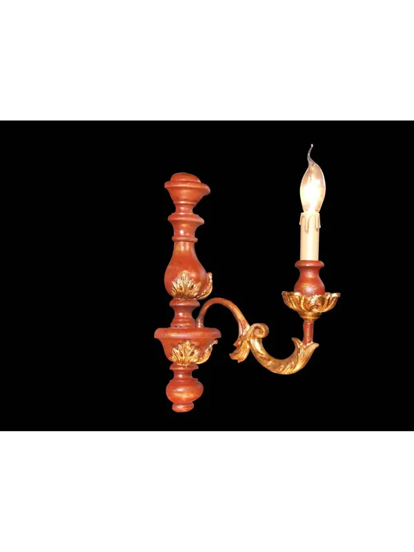 Applique in legno classico ruggine e foglia oro 1 luce BGA 1479-a1 Pagamento Sicuro