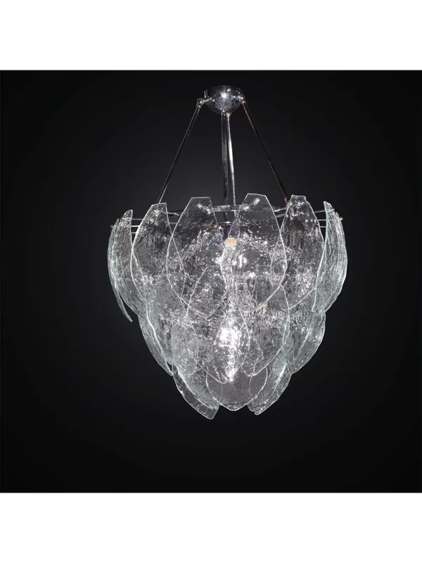 Lampadario contemporaneo con 36 vetri murano trasparenti 6 luci BGA 3020-36v Nuova Collezione