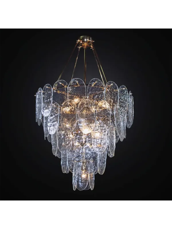 Must-Have Lampadario classico oro con 60 vetri murano trasparenti 8 luci BGA 3019-60v