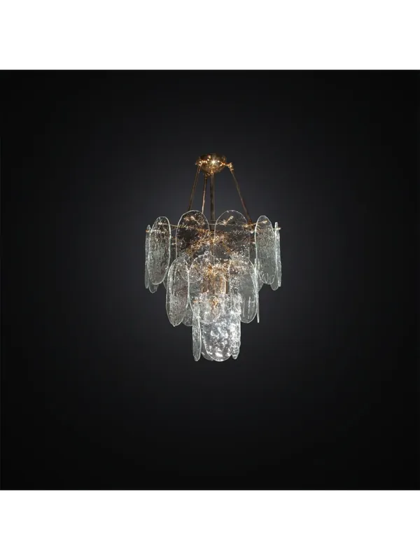 Offerta Lampo Lampadario classico oro con 24 vetri murano trasparente 5 luci BGA 3019-24v