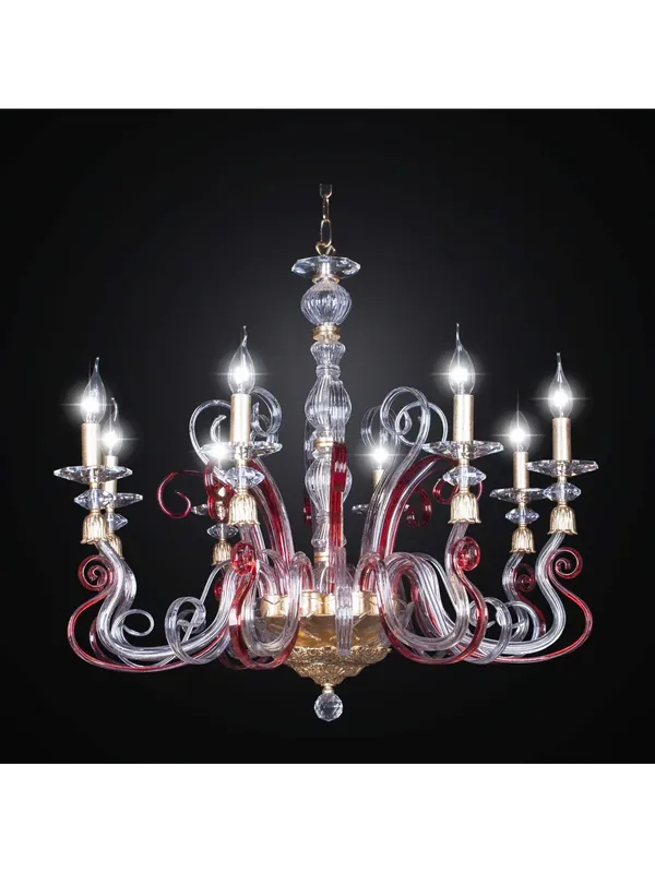 Lampadario classico in cristallo e ottone design swarovsky 8 luci BGA 2306-8 Occasione Imperdibile