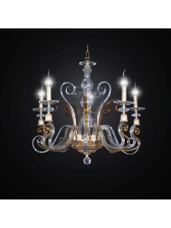Economico Lampadario classico in cristallo e ottone design swarovsky 5 luci BGA 2306-5