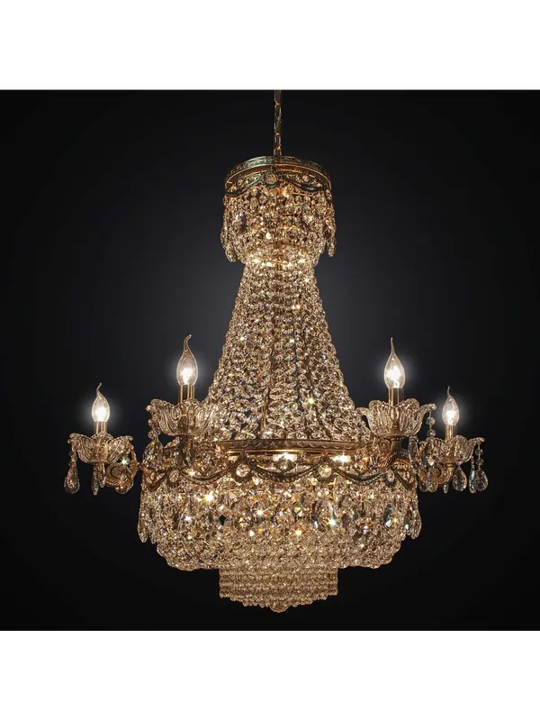 Lampadario classico in cristallo oro design swarovsky 15 luci BGA 2285-15 Pagamento Sicuro