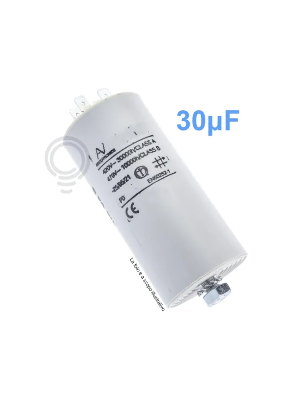 Condensatore avviamento motorri elettrici 30mf 400/450 attacco faston Professionale