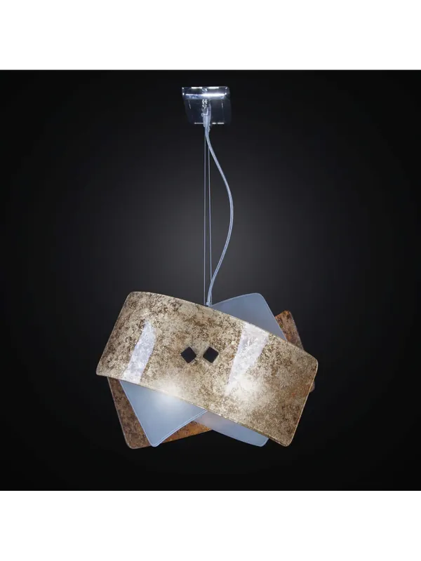 Lampadario moderno in vetrofusione foglia oro 2 luci BGA 2274-s40 Non Perdere