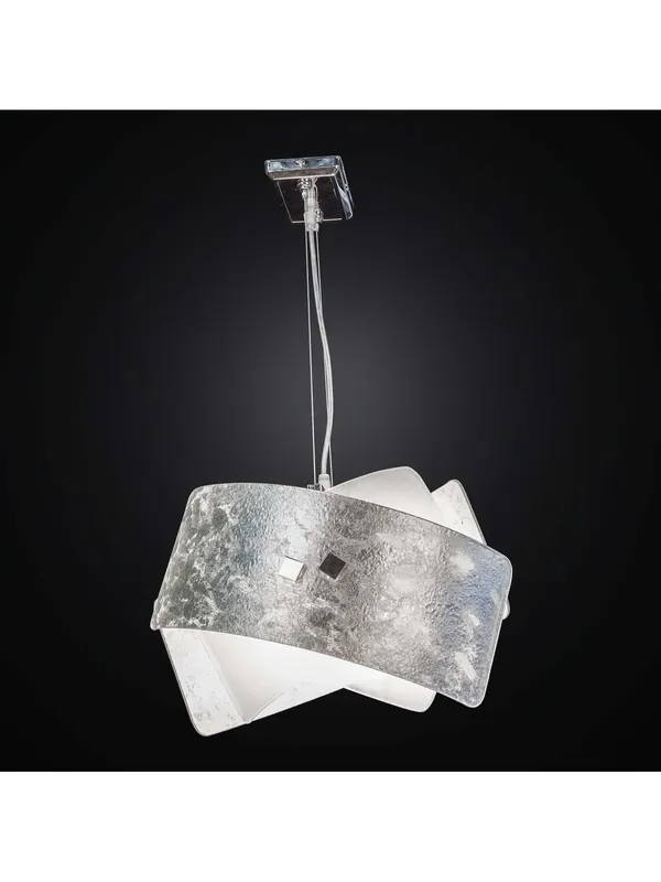 Lampadario moderno in vetrofusione foglia argento 2 luci BGA 2274-s40 Pagamento Sicuro