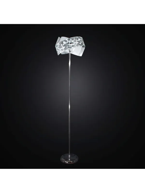 Piantana moderna in vetrofusione foglia argento 1 luce BGA 2274-pt Offerta Limitata