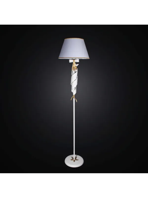 Piantana classica in ferro battuto bianca e foglia oro 1 luce BGA 2265-pt Bestseller