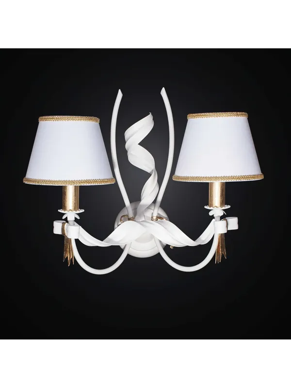 Compra Oggi Stesso Applique classico in ferro battuto bianco e foglia oro 2 luci BGA 2265-a2