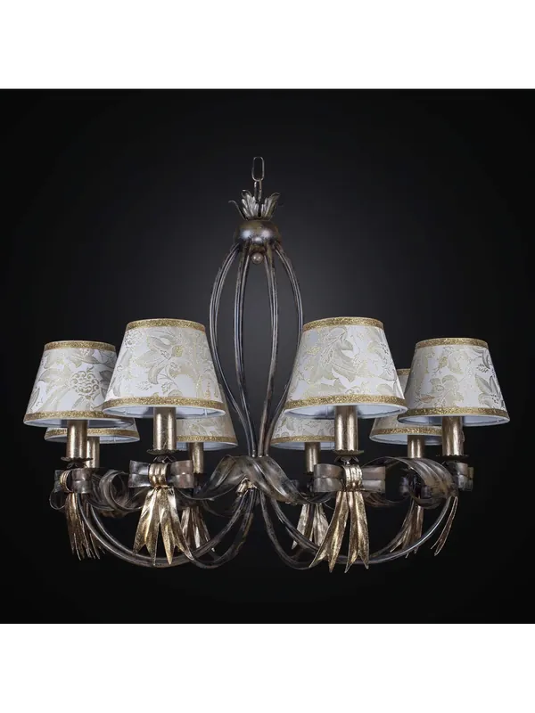 Prezzo Conveniente Lampadario classico in ferro battuto marrone e foglia oro 8 luci BGA 2265-8