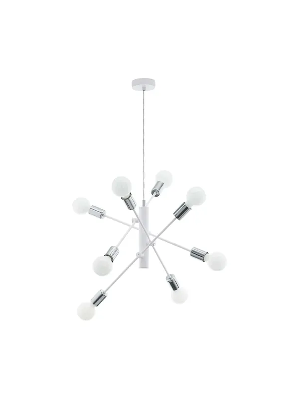 Lampadario moderno design bianco e cromato 8 luci GL0638 Subito Disponibile