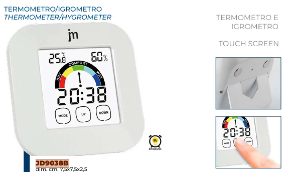 Ordina Subito Termometro igrometro digitale touchscreen 7x7 cm Lowell JD9038B