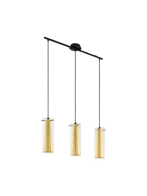 Lampadario contemporaneo in foglia oro 3 luci GL0644 Saldi